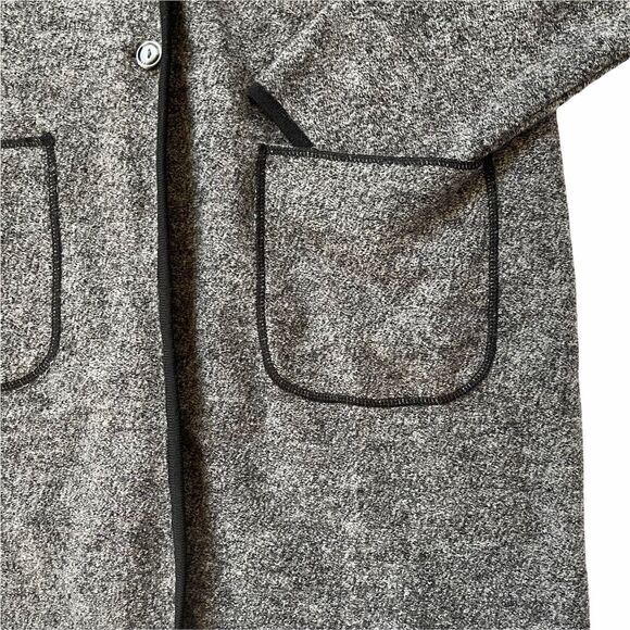 Field Manor Women Tunic Wool Jacket Size‎ L Gray Black Piping Modern Classics - Picture 5 of 12